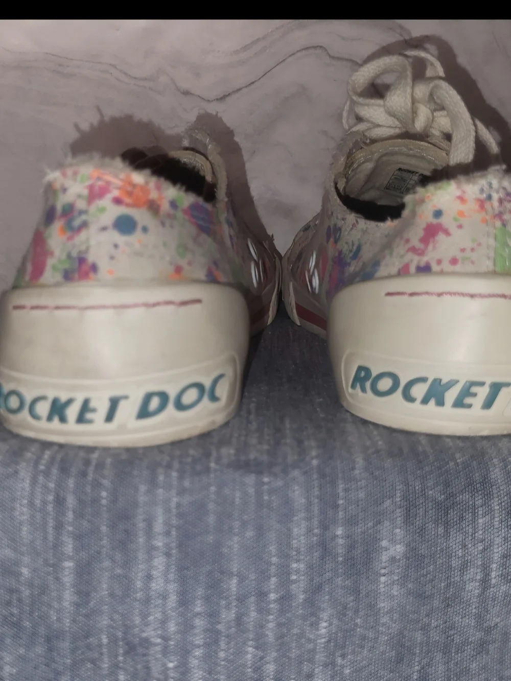 Womens Multicolor Paint-Splash Canvas Sneakers